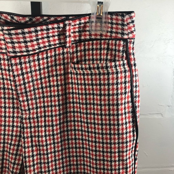 Banana Republic Sloan Red Black Houndstooth Plaid Ankle WOMEN'S Pants Size 6S - Picture 2 of 9